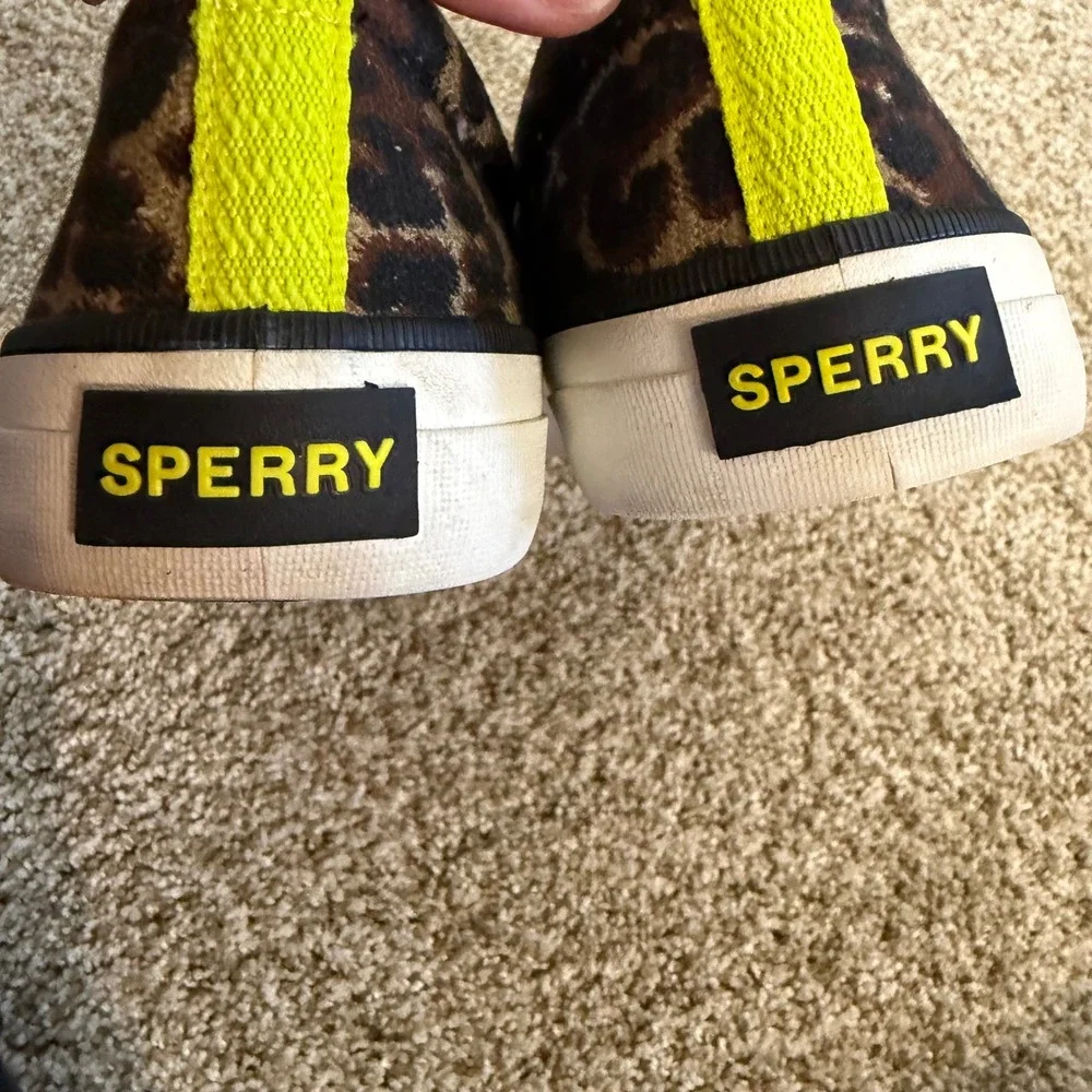 Sperry Crest Vibe SeaCycled Leopard Print Sneakers Womens 9 STS88919 Brown Neon - Picture 8 of 10